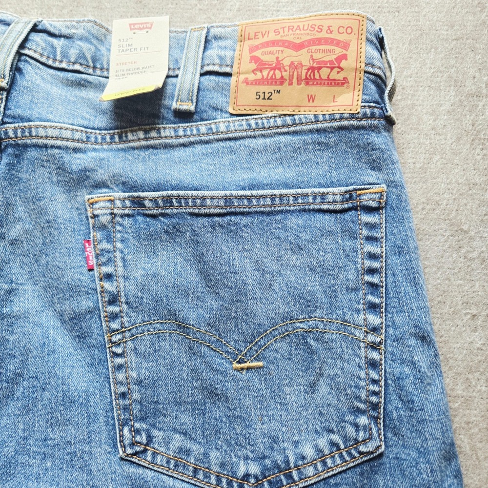 Levis 512 Slim Taper Fit Jeans Mens 40x30 Medium Wash Blue Stretch NWT